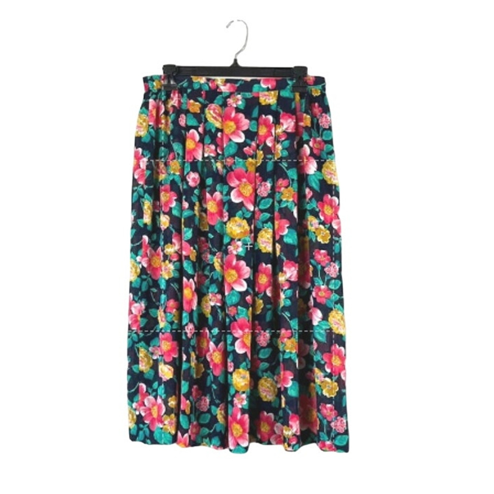 Women's Vintage Leslie Fay Pleated Floral Skirt 10